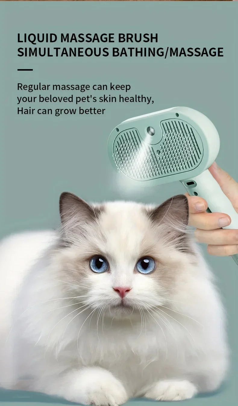 Dog Spray Hair Comb Pet Steam Massage Brush Safe Round Head Soft Teeth Spray Hair Removal Comb for Dog Cat Cleaning Brush