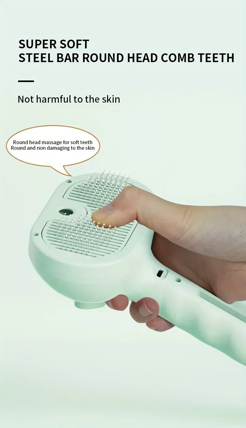 Dog Spray Hair Comb Pet Steam Massage Brush Safe Round Head Soft Teeth Spray Hair Removal Comb for Dog Cat Cleaning Brush
